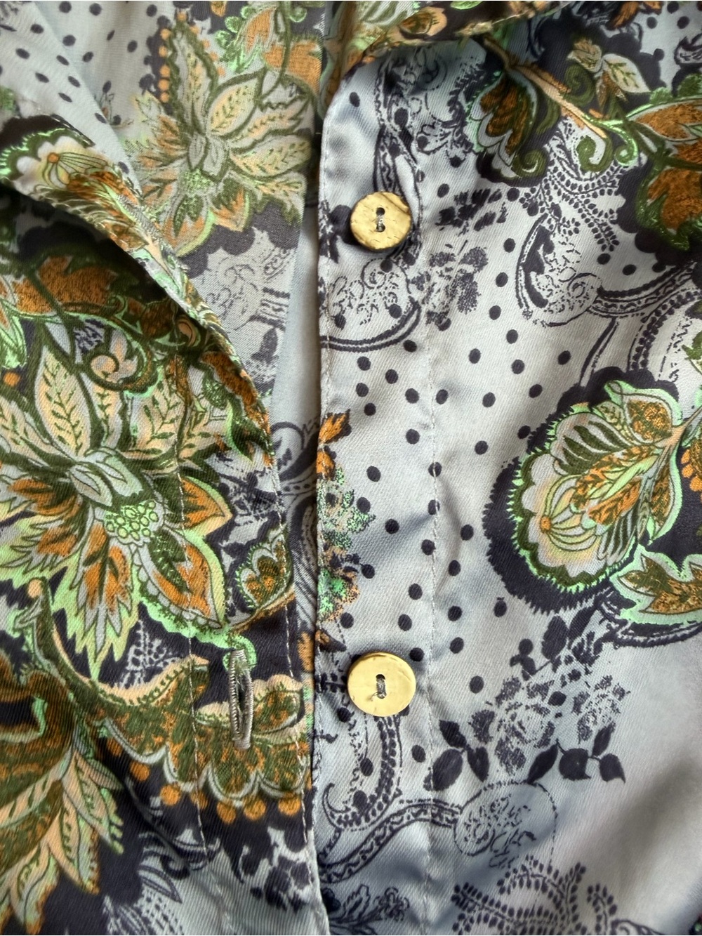 Free People Women's Floral Paisley Oversized Night Shirt - Gray/Green - Picture 7 of 7
